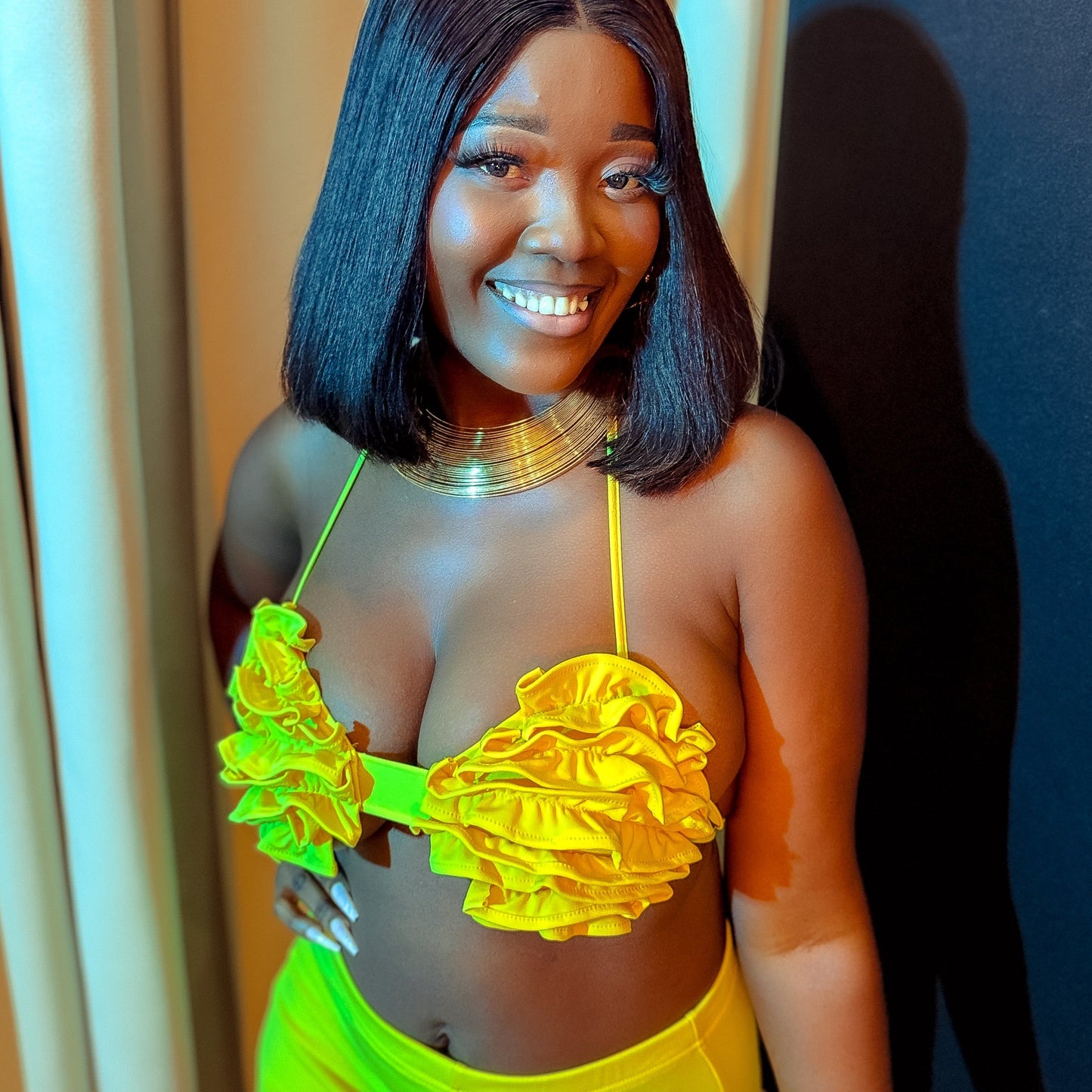 Floral Bra Top and High Side Split Pant Set