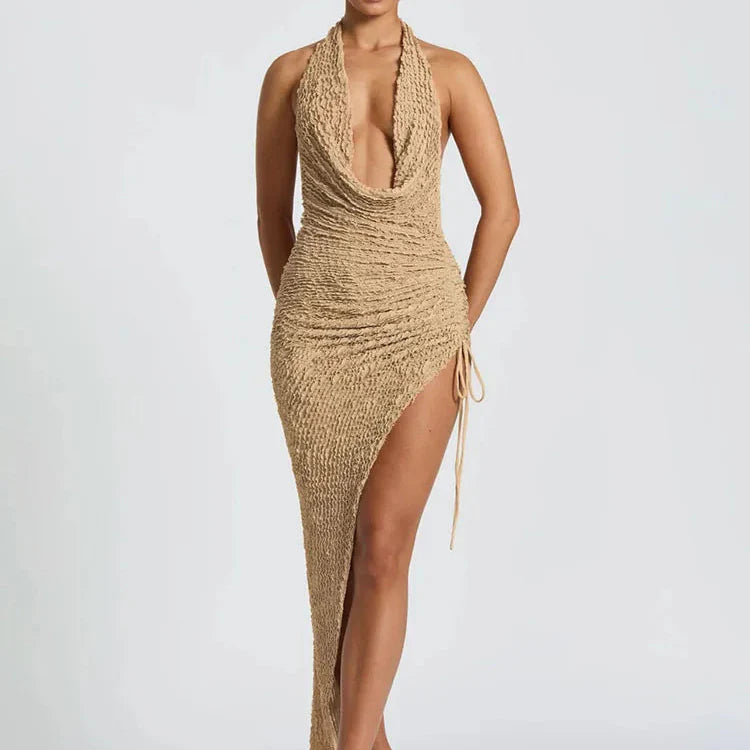 Halter Swinging Neck Backless Dress