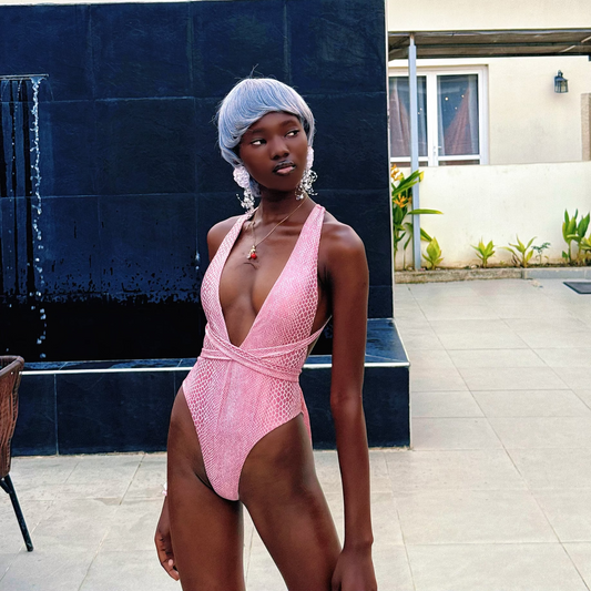 Snakeskin Print One Piece Swimsuit