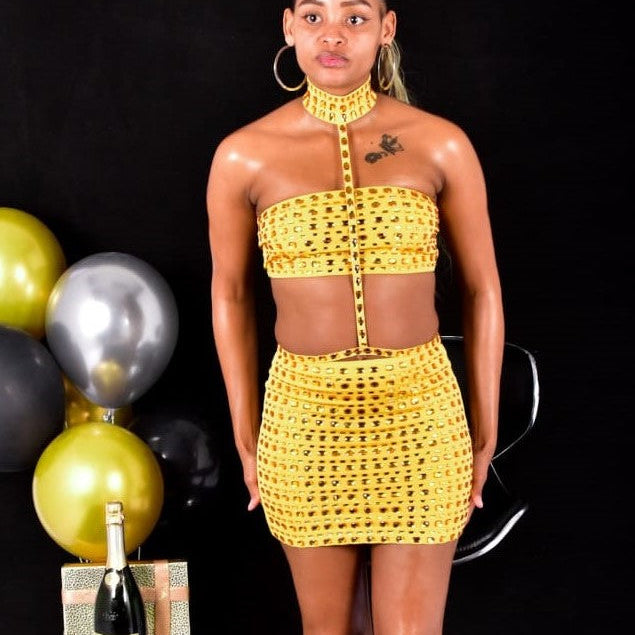 Two Piece Rhinestone Night Club Outfit