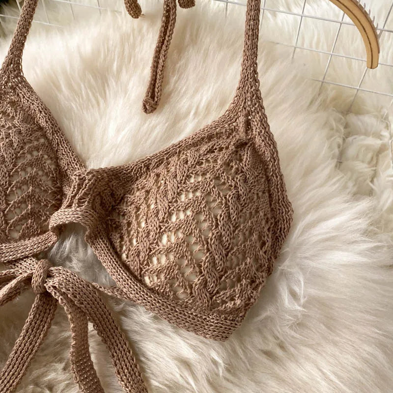 Knitted Top & Wide Leg Long Pant