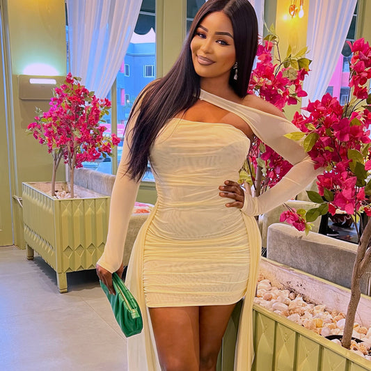 Mesh Strapless Full Sleeve Dress