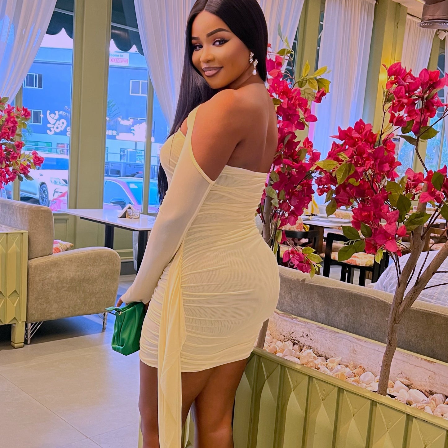 Mesh Strapless Full Sleeve Dress