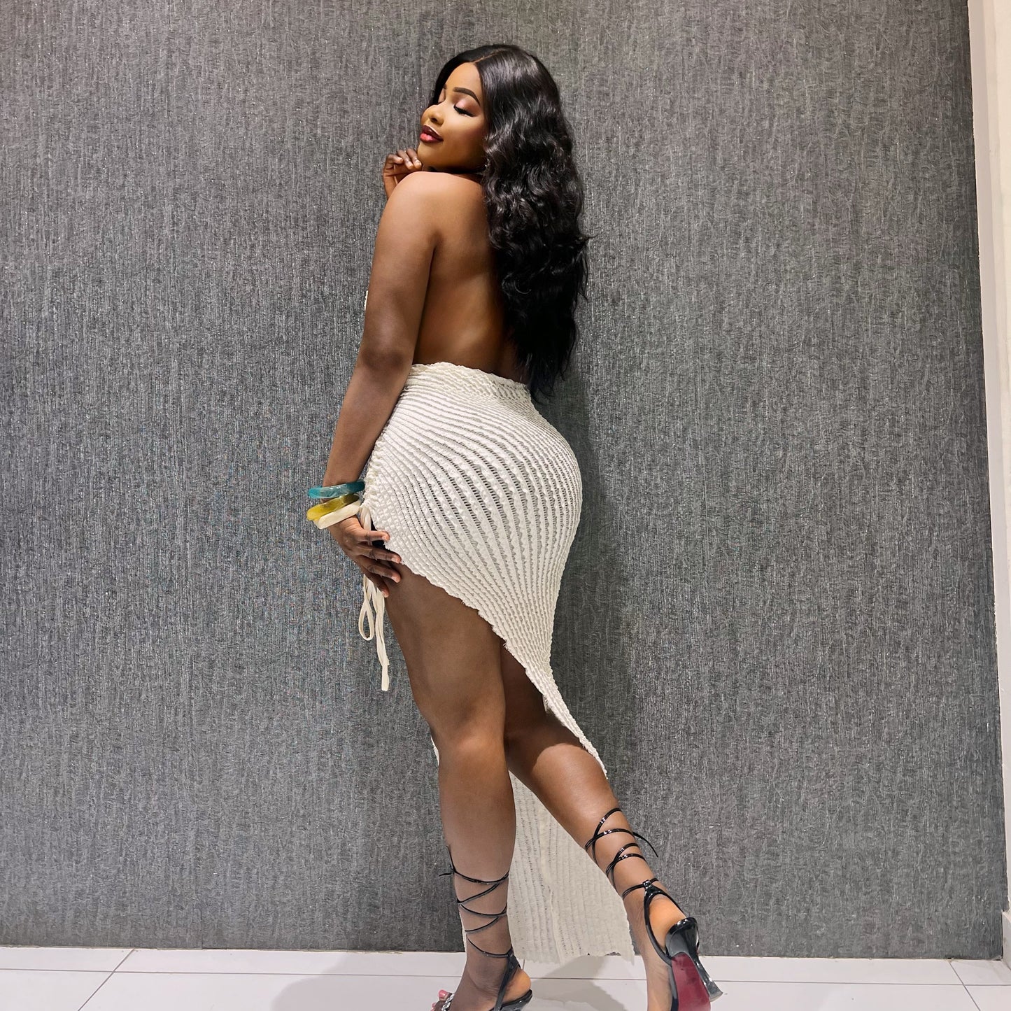 Halter Swinging Neck Backless Dress