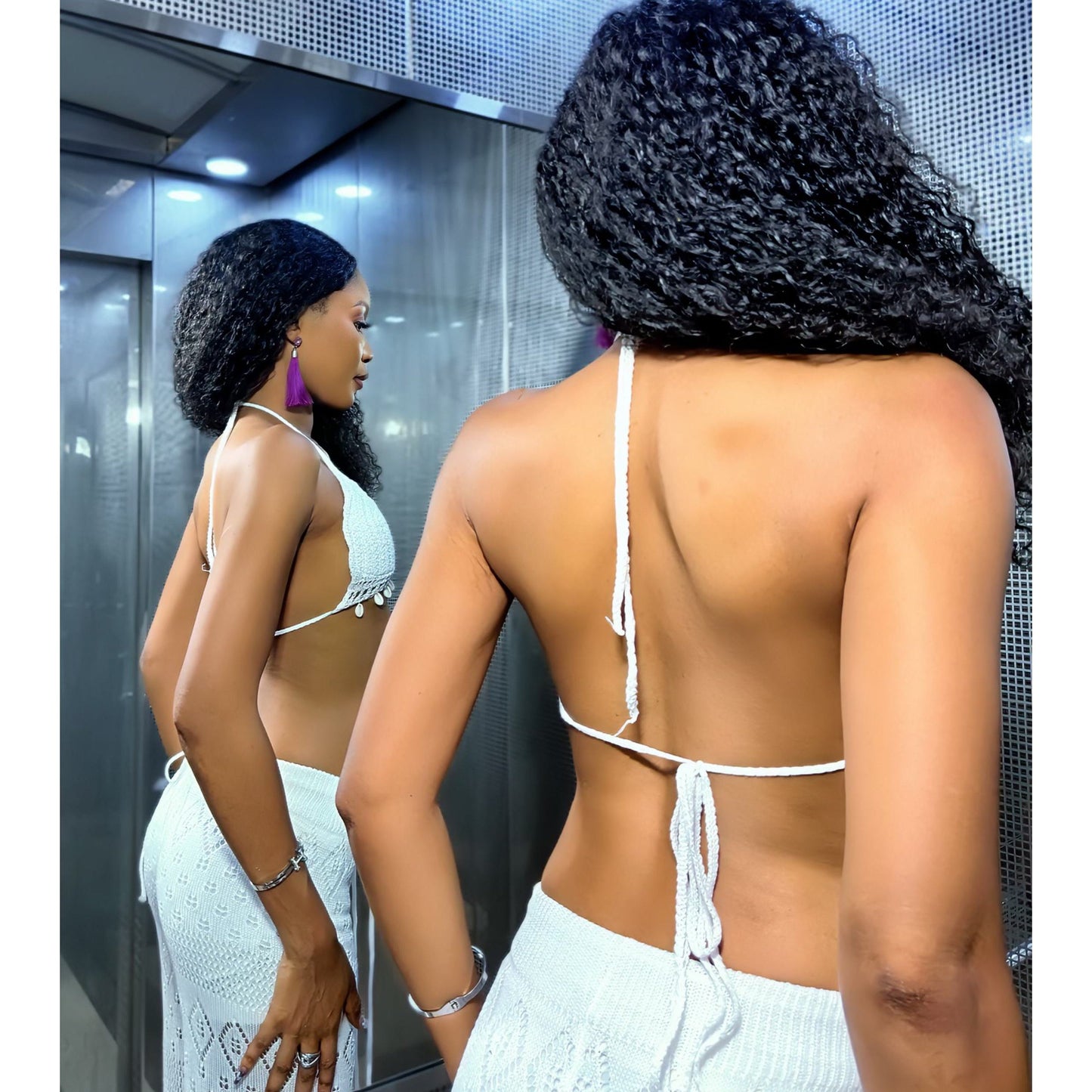 Knitted Top & Wide Leg Long Pant