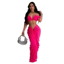 Off Shoulder Crop Top and Low Waist Maxi Skirt Set
