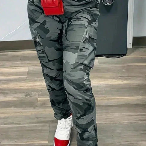 Camouflage High Waist Cargo Pant