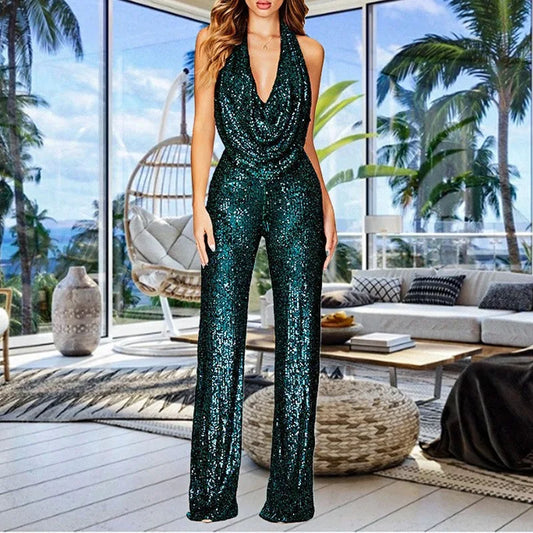 Sequin Wide Leg Party Jumpsuit