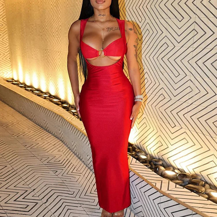 Hollow Out Backless Long Dress