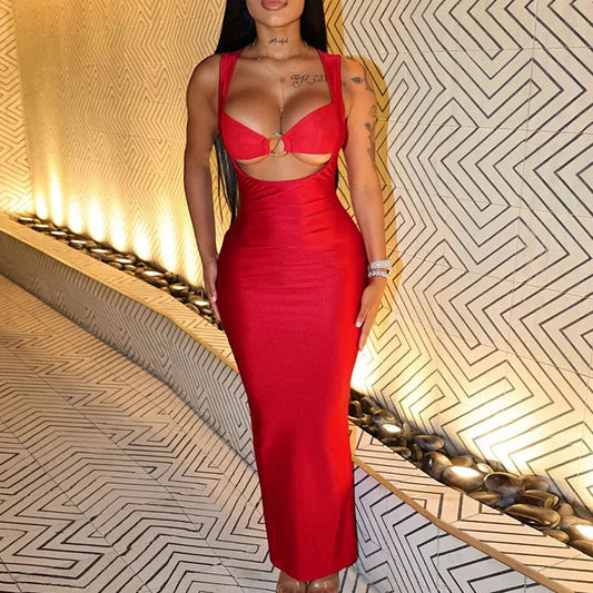 Hollow Out Backless Long Dress